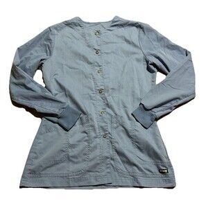 Grey's Anatomy Blue Scrub Jacket Snap Closure Long Sleeve Small